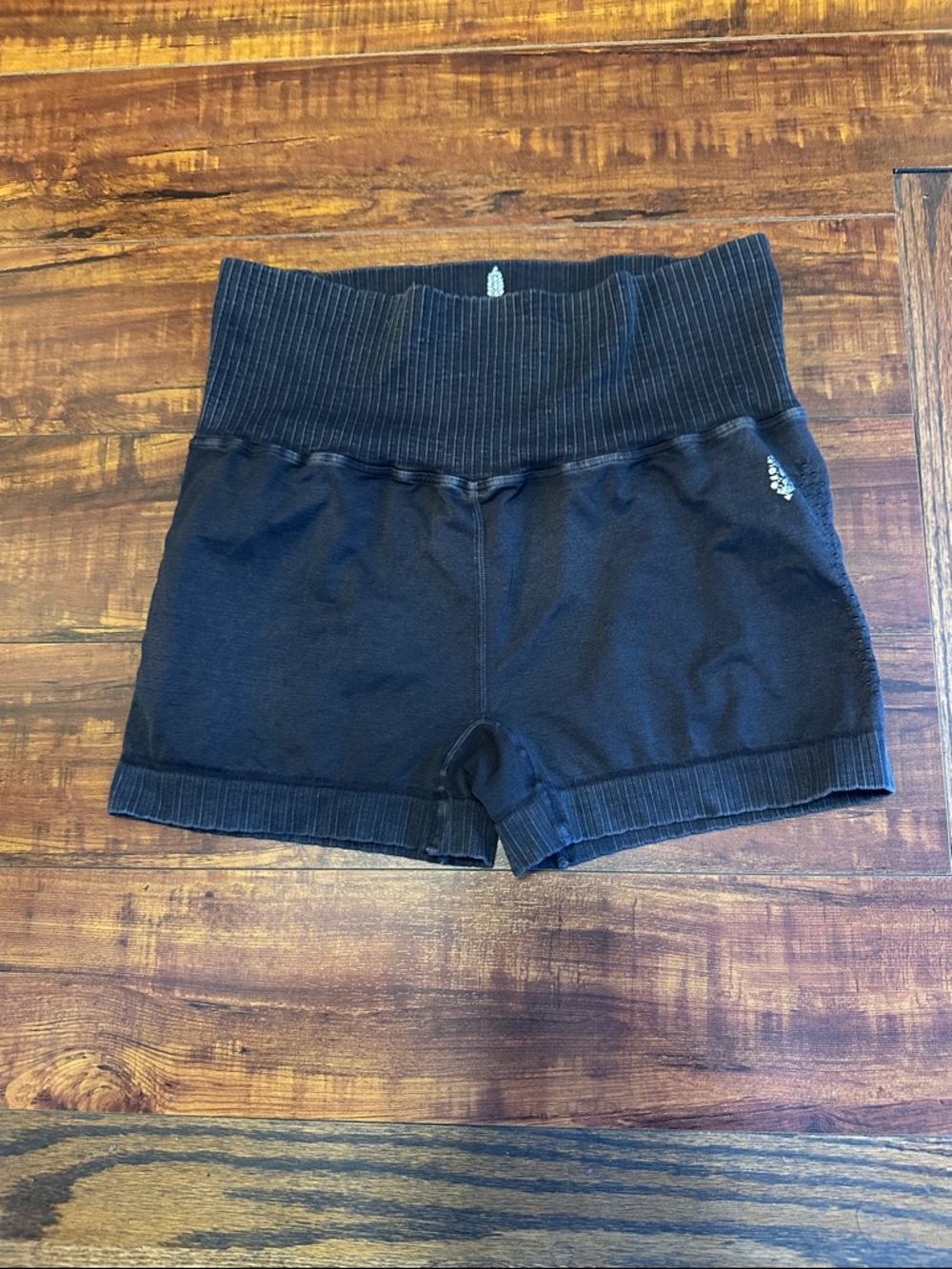 FP Movement by Free People Black High-Waist Seamless Ribbed Shorts - Picture 4 of 4